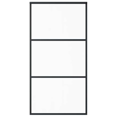 vidaXL Puerta Corredera Entrada Corrediza Deslizante Hogar Cuarto de Baño Sala de Estar Salón Habitación ESG Vidrio y Aluminio 102x205 cm Negra
