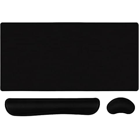 3 in 1 Keyboard Mouse Pad Set, Extended Gaming Mouse mat + Keyboard Wrist Rest Support + Non-Slip Mouse Wrist Cushion, (31.5×15.7 in) Large Ergonomic XXL Ultra Thick Mousepad Desk Mat Combo Cover