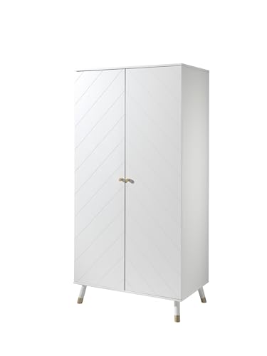 FURNLUX Armario blanco de 100 x 60 x 200 cm, 78 kg, colección Billy, requiere montaje, 2 puertas con patrón geométrico, instrucciones de montaje incluidas
