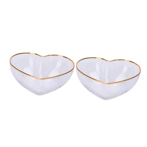 JECOMPRIS 2 Pezzi Ciotole in Vetro Forma di Cuore per Dessert e Insalate Scodelle Trasparenti Decorative per Servire Frutta e Snack Versatili per Casa e Ristorante