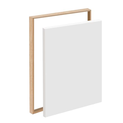 BTSAE Schattenfugenrahmen 50x70 cm Aluminium Rahmen für Leinwand Ohne Bohren Montage Leicht abnehmbar für Motivwechsel Schwarz Bilderrahmen für Leinwand/Keilrahmen (Holzfarbe 50 x 70 cm)
