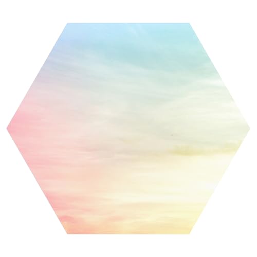 DEQORI Hexagon - Carta da parati autoadesiva da parete, 55 x 47,6 cm, motivo cielo pastello, tela tessile, rimovibile, decorativa e indeformabile, per soggiorno, ufficio, corridoio o cameretta dei