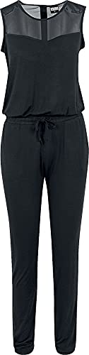 Urban Classics Ladies Tech Mesh Long Jumpsuit Mono Largo Mujer, Negro (Black 7), 4XL
