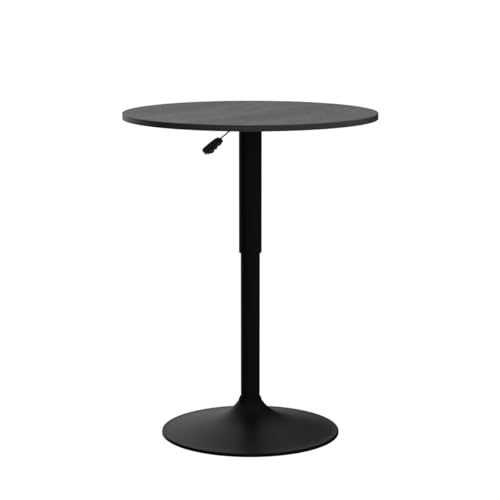 Yaheetech Round Bar Table, Adjustable Height and 360° Swivel Bar Tables, Cocktail Table with MDF Top, Black Leg Base for Bar, Bistro, Café, Full Black by Yaheetech - Image 4