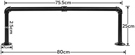 HOOBRO Wall-Mounted Clothes Rack, Set of 2, Industrial Pipe Clothes Hanging Bar, Space-Saving, 80 x 25 x 7 cm, Each Holds up to 50 kg, for Small Space, Easy Assembly, Black EBK01BJ01
