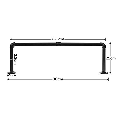 HOOBRO Industrierohr Kleiderstangen 2er Set, 80 cm Garderobenstangen Wandmontage, Abnehmbare Kleiderständer, Platzsparend, Flur, Wohnzimmer, Schlafzimmer EBK01BJ01