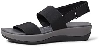 Clarks womens Arla Jacory Wedge Sandal, Black Solid, 8 US