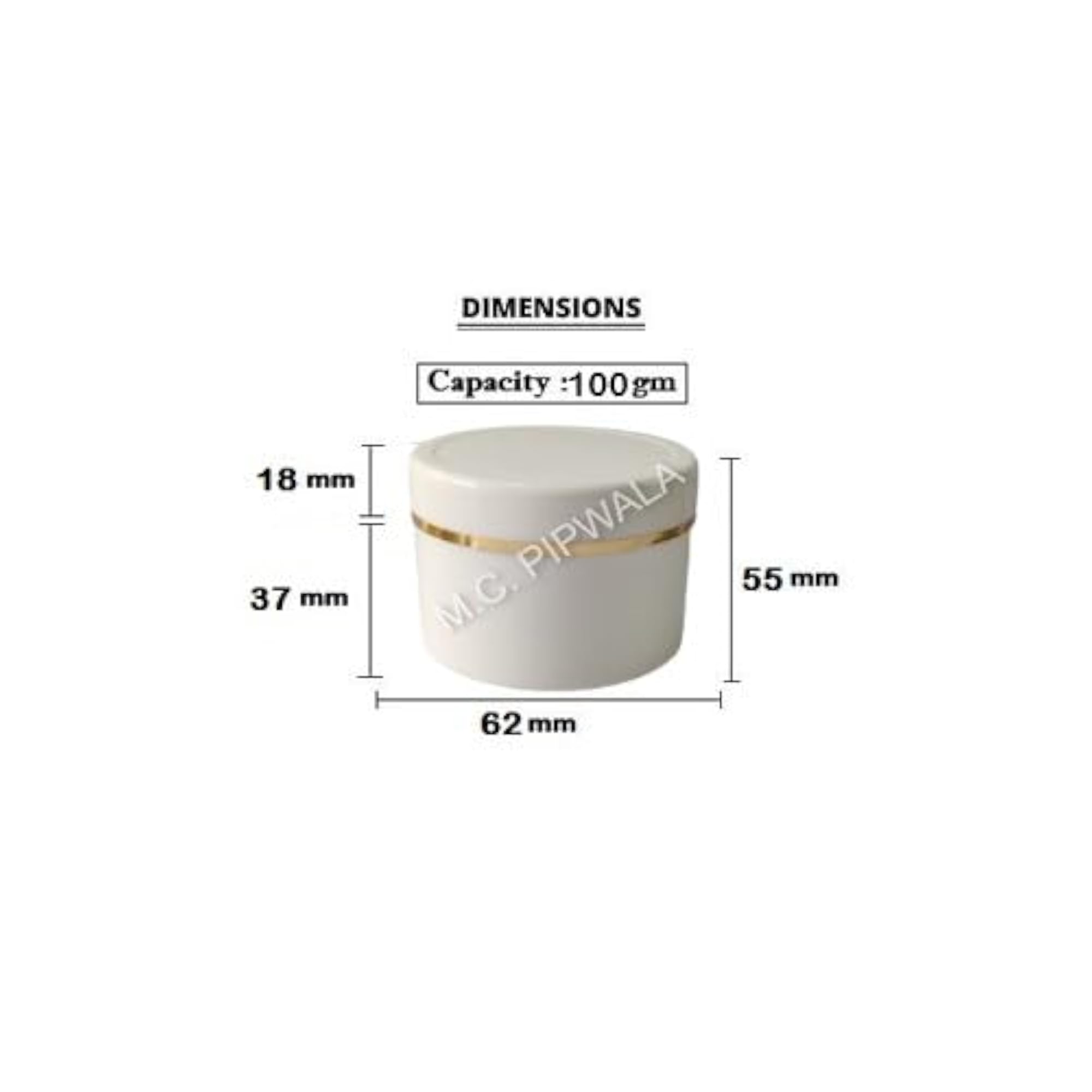 Milky White Round Cosmetic Cream Container with Foiling Cap, 100gm