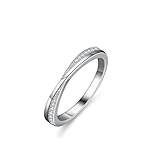 Dsnyu Moissanite Anillo Eternity, anillo de boda para mujer, cruz con moissanita, oro blanco de 9 K/14 K/18 K, plata, 57 (18.1), Platino 950, Moissanita
