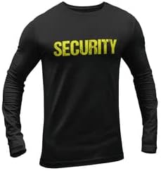 Security T-Shirt Distressed Long Sleeve Tee Screen Printed Front & Back