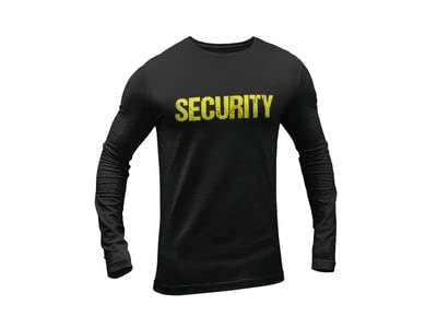 Security T-Shirt Distressed Long Sleeve Tee Screen Printed Front & Back