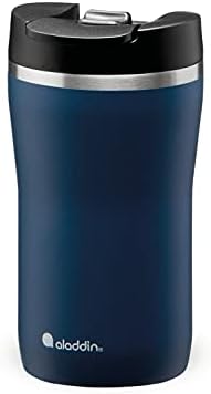 Aladdin Barista Mocca Thermavac Leak-Lock Stainless Steel Thermos Travel Mug for Hot Drinks 0.35L Snowflake White  Keeps Hot for 3 Hours - BPA-Free Reusable Coffee Cups - Leakproof - Dishwasher Safe