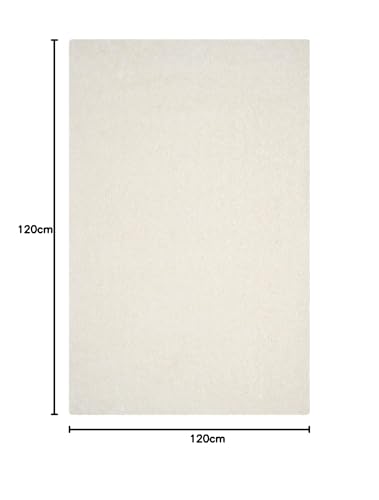 Image of Hand Woven Plain Shagg Collection with 2 Inch Pile Height Carpet for Living Room Size 4x4 Feet Round Coular White