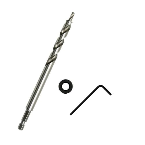 Vibsky Broca escalonada con vástago hexagonal de 9,5 mm para plantilla de agujero de bolsillo, taladro piloto HSS para carpintería (vástago hexagonal)