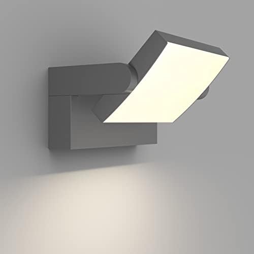 Klighten 24W LED Wall Light Outdoor Indoor Waterproof IP65 Adjustable Wall Lamp Modern Exterior Light Aluminum Wall Lighting for Entrance Garden Hallway, Black, 1500 Lumen, Cold White 5700K-6000K