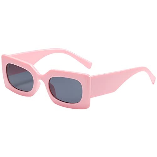 Dollger Retro Rectangle Sunglasses Women Men Sunglasses Trendy 90’s Vintage Shades Unisex Square Thick Frame Glasses UV Protection Pink