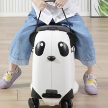 Wandergo Kinderkoffer Panda Reise Koffer Handgepäck für Kinder PP Trolley-Koffer (Schwarz)