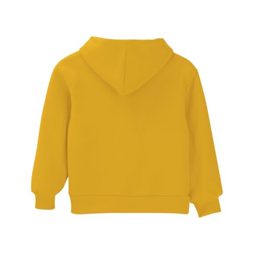 Kids Pullover Hoodies Plain Cute Hoodie Sweatshirts Oversized Thin Lightweight School Tops Clothes (Yellow, 11-12 Years)3