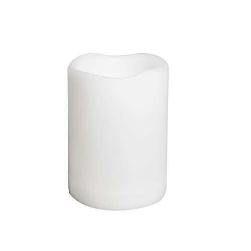Waterproof Battery Operated Led Pillar Candle Outdoor Flameless Flickering Plastic Resin Electric Light With Timer For Birthday Baby Party Wedding Decoration Patio Garden Home Decor 3X4 Inches #TOP6