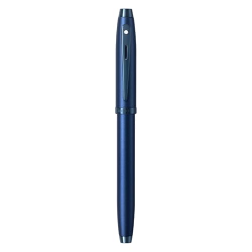 Image of Sheaffer 100 Fountain Pen | G9371 Satin Blue with PVD Blue Trims | Medium Nib Fountain Pen with Small Notebook | Premium Gift Sets