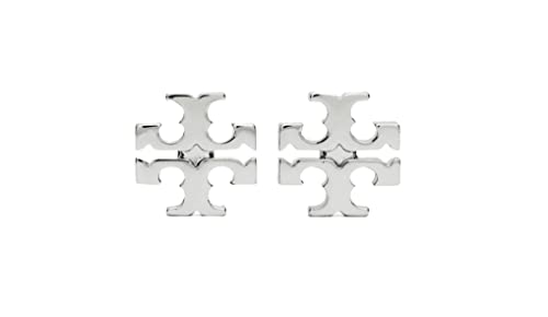 Tory Burch Women's Small Logo Stud Earrings (Tory Silver)