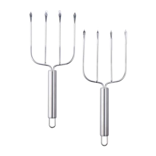hobbyme 2pcs Stainless Steel Turkey Grill Grill Fork Multi-purpose Grill Fork,Stainless Steel Turkey Lifter Serving,Roaster Poultry Forks,Multipurpose, Silver,10 * 3.7 Inch