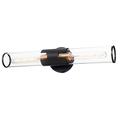 Image of Hamilyeah Black and Gold Bathroom Vanity Bar Light Fixture, 21 inch Bathroom Vanity Light Fixture Over Mirror, Modern Sconces Wall Lighting 2 Light for Kitchen, Living Room, Bedroom