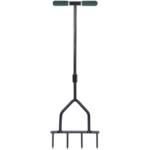 MIXXIDEA Lawn Core Aerator Manual Grass Garden Tiller Dethatching Tool Core Aeration Tool for Turf Runoff and Soil Compaction Healthier for Yard, Lawn Easy to Use Bronze and Green Cover