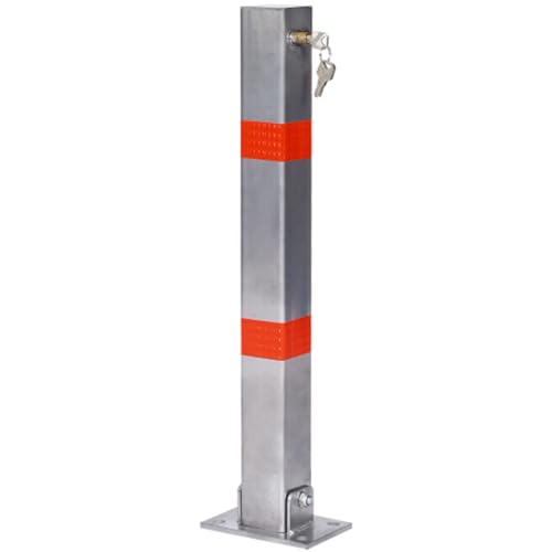 Traffic Delineator Post with 6.6 ft Chain, Plastic Stanchion Crowd Control Barrier Set, Parking Lot & Construction Caution Stand with S Hooks for Road Safety (Gray Rectangle)
