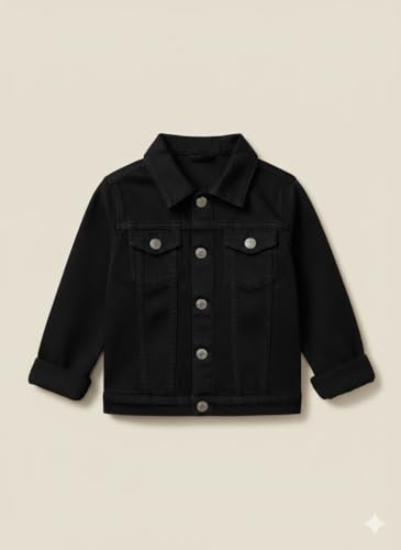 Image of A.T.U.N. (ALL THINGS UBER NICE) Trendy Boys Cotton Denim Jacket | Casual Outerwear with Full Button Front, Smart Collar & Pockets | Stylish Cotton Casual Kids Jacket for Everyday