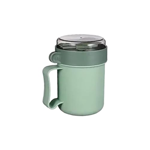 Tazza da zuppa per microonde con coperchio e contenitore portatile per la colazione, contenitore per porridge, con cucchiaio, tazze in ceramica per artigianato (verde, taglia unica)