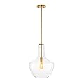 JONATHAN Y JYL6401C Watts 13.25" 1-Light Mid-Century Modern Iron/Glass LED Pendant Contemporary, Coastal, Vintage Bedroom Living Room, Brass Gold/Clear
