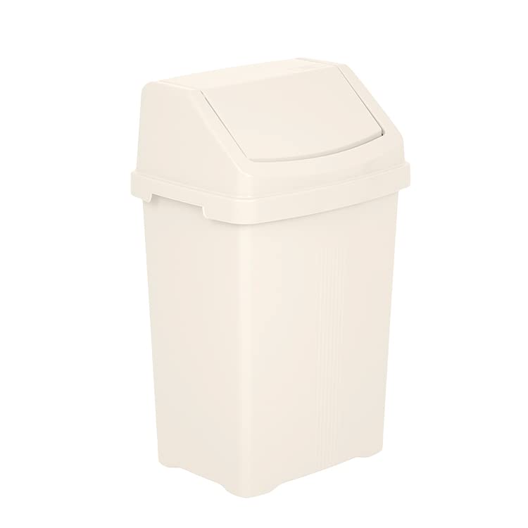 JMS we create smile Plastic Swing Lid Bins Recycle Waste Dust Bin 8/25 /50 L for Home Kitchen, Office (Soft Cream, 50 Litre) — image 1