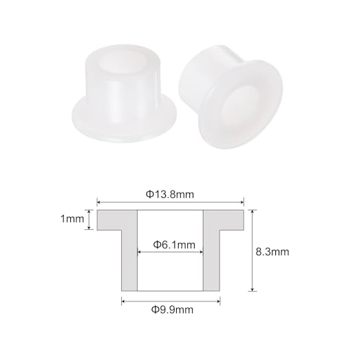 Uxcell A23091600UX0028 12Pcs Flanged Sleeve Bearings Plastic Bushings 6.1Mm Bore X 9.9Mm Od X 8.3Mm Length Nylon Bushings thumb #1