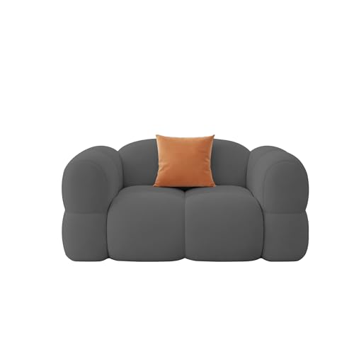Image of Casaliving Vetras Modern Velvet Bubble Cloud Sofa, Tufted Design Upholstered 1 Seater Sofa Set for Living Room, (Dark Grey Colour) Premium Velvet Fabric Sofa
