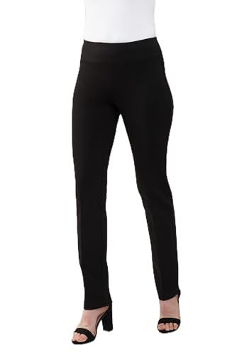 Lena Gabrielle Women's Pull-On Solid Black Ponte Straight Leg Pants, BCP8909E