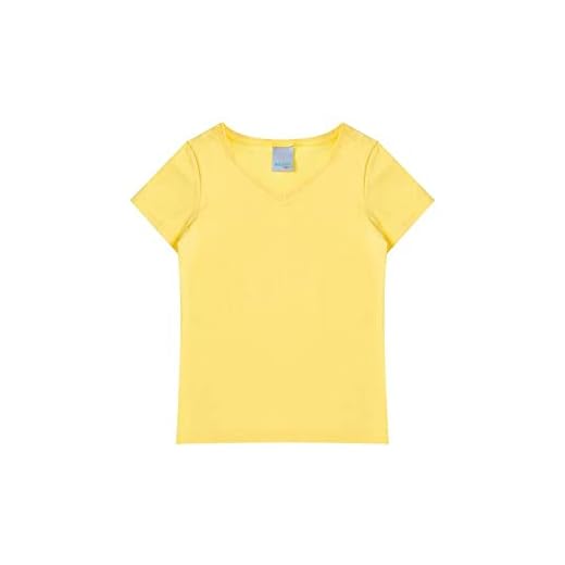 Blusa Infantil Menina Decote V Malha Cotton Light MC Malwee Kids Cor:Amarelo;Tamanho:1