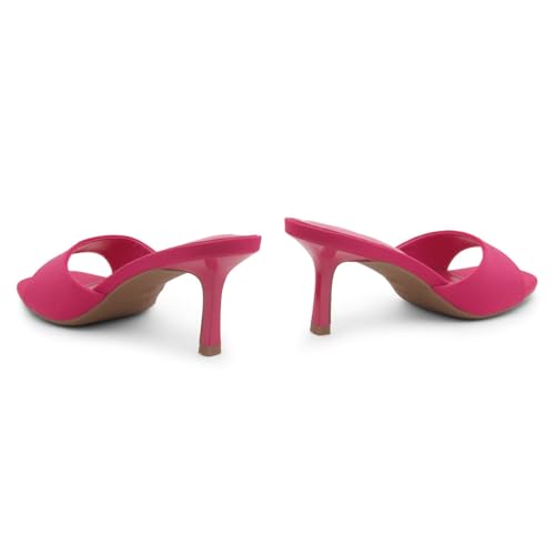 Image of Shoe Land Women's Low Heels Stiletto Heeled Slides, Open Toe One Band Slip-On Heeled Mules - Dressy Heeled Sandals for Prom, Party Wedding and Vacation
