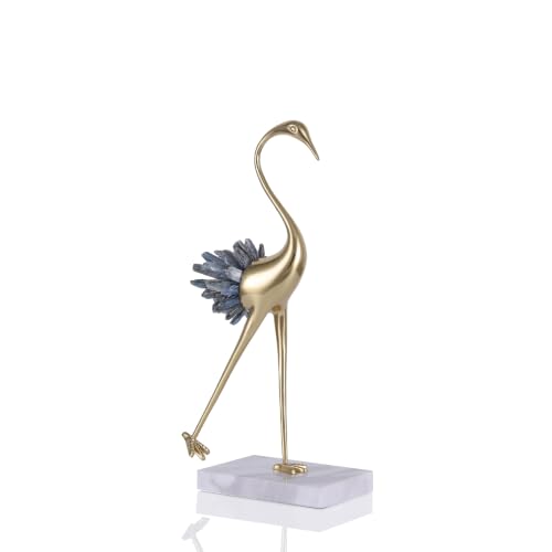 suruim Gold Decor Accents,Brass Birds Statues Gold Home Decor Modern Crystal Decor Ornaments for Living Room, Bedroom, Office Desktop, Cabinets (Blue B)
