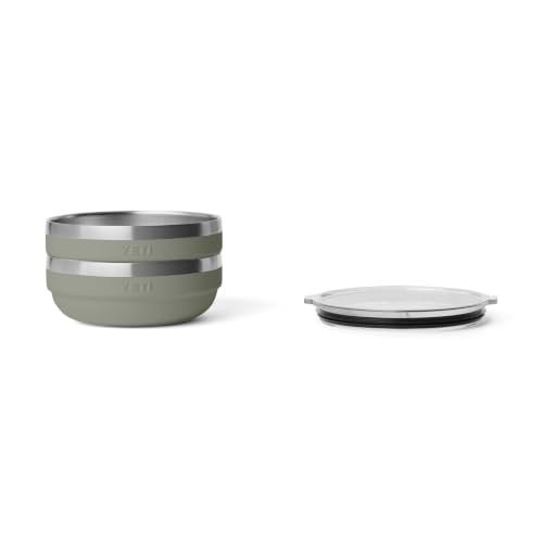 Image of YETI Rambler Low Bowls, Vacuum Insulated, Stackable and Nestable Stainless Steel Bowl with Lid, 0.7 Quart, Pampa Green