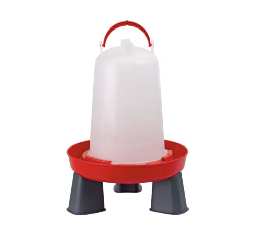 S M Pet Supplies 1.5L Red & White Poultry Drinker with Removable Legs with Carrying Handle Made From UV Resistant Plastics For Long Term Use
