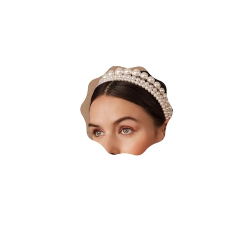 Aimimer Bridal Faux Pearl Headband 3 Pcs Vintage Large Tiara Crown Ivory Simulated Pearl Hair Hoop for Wedding Prom Party Hair Jewelry for Women and Girls by Aimimier - Used condition - US$5.64