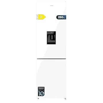 Cecotec Frigorifero Combinato Bolero CoolMarket Combinato 250WD White Glass D. 180cmx55cmx250L, Inverter Plus, Total No Frost, Acqua, ClasseD, Multi Air Flow, Fast Cooling, Humidity Box, allarmi porta