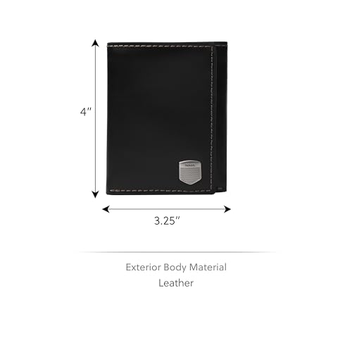 Image of Fossil Men's Wallet, Hayes Leather Trifold Wallet for Men, Black
