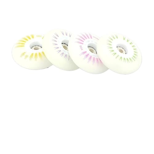 Pezzi di ruote for pattini a rotelle in linea con ruote luminose luminose a LED, durevoli for lo scorrimento degli anelli magnetici e le bobine di rame genereranno elettricità quando le ruote girano. Una ruota indispensabile for i giocatori frenanti!