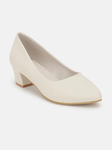 Image of Marc Loire Women's Textured Block Heel Pump Shoes for Office, Party and Formal Occasions