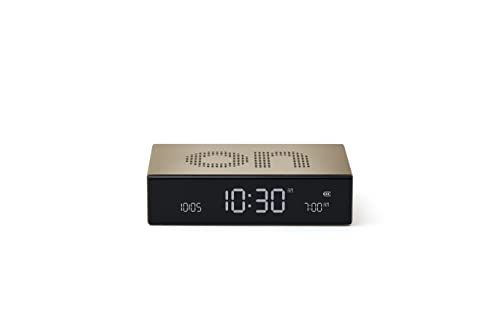 Lexon Flip Premium Réveil réversible et Rechargeable, à écran VA LCD, Faces on/Off, Snooze, Contrôle Tactile, en Aluminium - Or