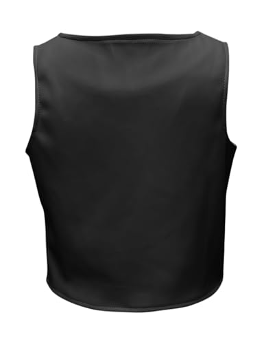 Fallorchid Girls Faux Leather Vest Fashion Button Sleeveless Tank Tops Cute V Neck Jacket Waistcoat4