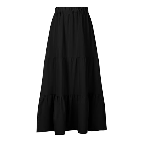 TANGNADE Women's Skirts Knee Length High Waisted Vacation Skirts for Women Summer Trendy Flowy Travel Boho Skirt with Pocket2