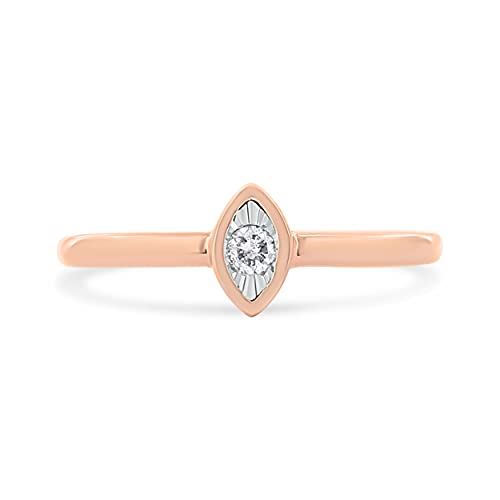 Haus of Brilliance 14K Rose Gold Plated .925 Sterling Silver Miracle Set Diamond Accent Pear Shape Promise Ring (J-K Color, I1-I2 Clarity) - Size 6